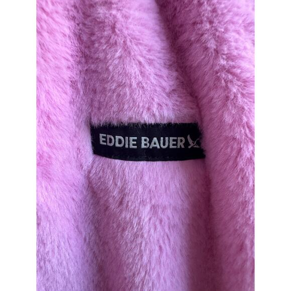 Eddie Bauer Down Puffer fleece Camo Pink Gray Reversible Jacket Girls 14/16 NWT - Picture 5 of 11